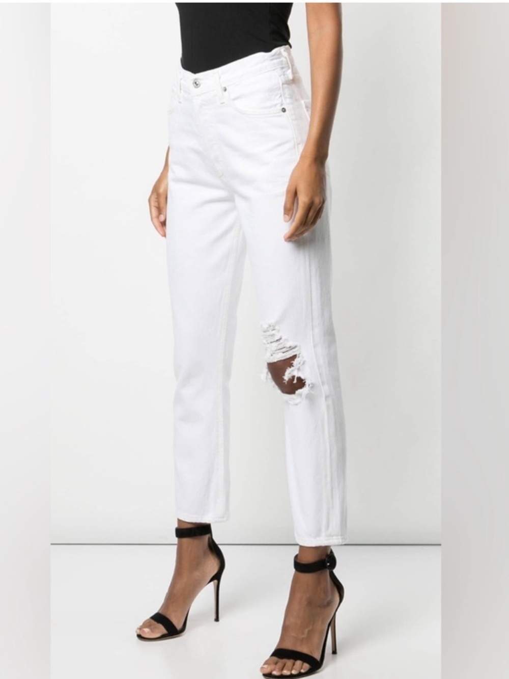 Citizens of Humanity Charlotte crop Jeans white 31 high rise straight distressed